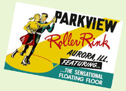Parkview Roller Rink vintage skate label - 1950s Illinois